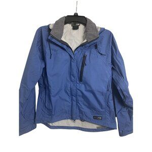 Vintage REI Nylon Hooded Outdoor Hiking Topo Print Jacket Size S‎